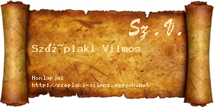 Széplaki Vilmos névjegykártya